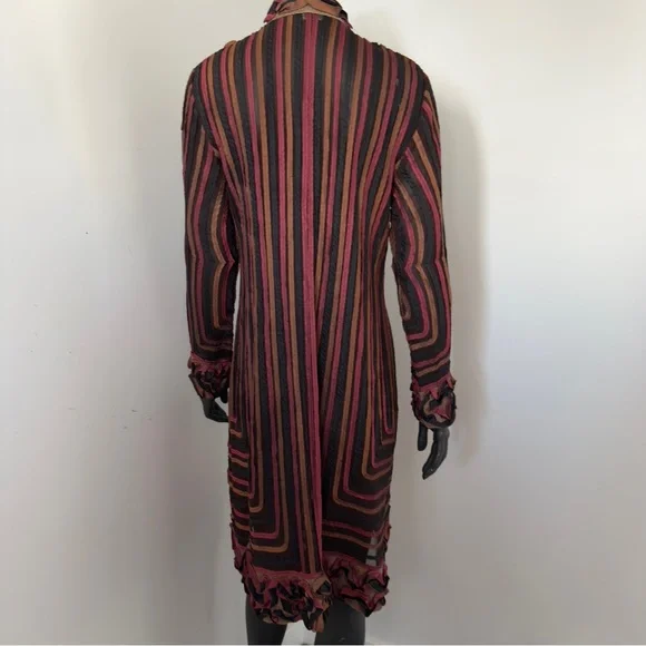 40. Statement Striped Ruffle Duster Cardigan - Picture 4 of 7